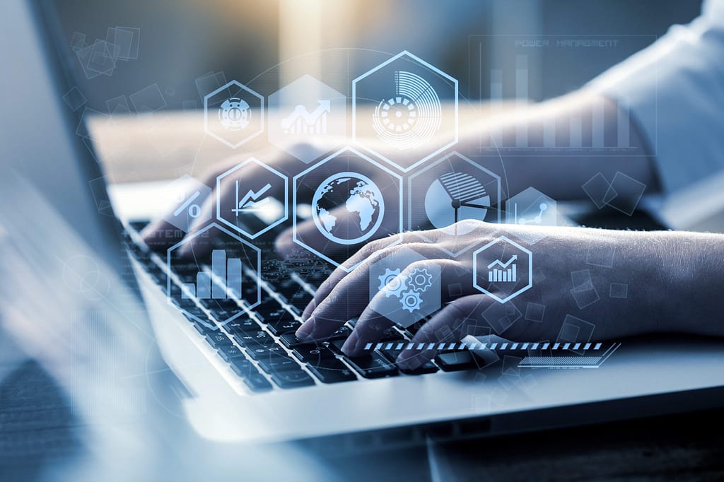 Big data and analytics visualization technology with scientist